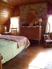 Bedroom exhibit inside the Homesteads House Museum